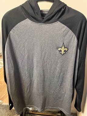 NWT New Orleans Saints NFL men’s Black & Gray Hoodie Pullover Antigua size 2xl
